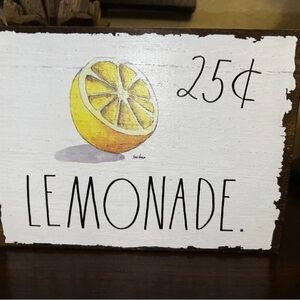 Rae Dunn Rustic Lemonade Wall Sign - White and Yellow